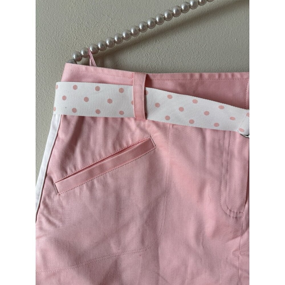 NWT Izod Golf Womens Size 8 Pink Golf Skirt Skort Polka Dot Belt - Picture 2 of 8